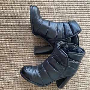 Genuine CHANEL Black Quilted Booties Heel Size 36